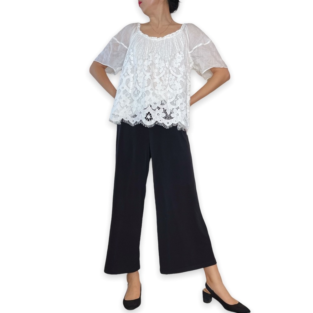 NWT Anthroplogie Moulinette Soeurs Messina White Puffsleeve Lace Top Size L - Picture 6 of 16